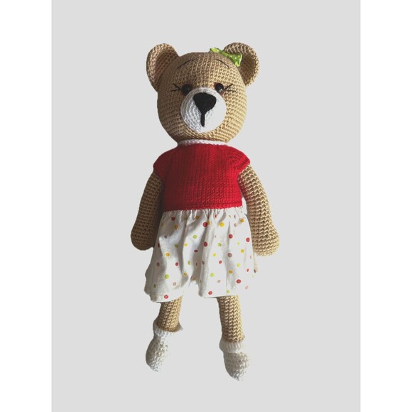 HANDMADE TEDDY BEAR CROCHET FAMILY  PLUSH SOFT TOY AMIGURUMI 3 PCS SET 15" EACH - Picture 4 of 4